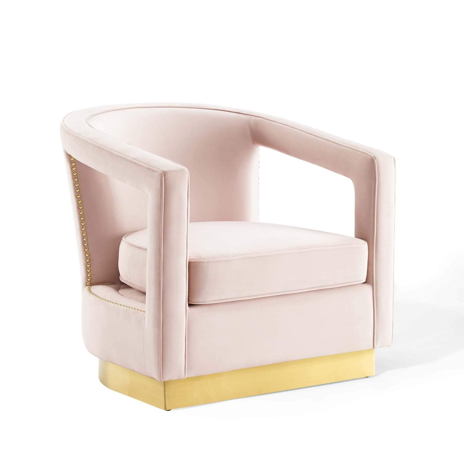 Modway Frolick Upholstered Performance Velvet Lounge Accent Armchair In Pink